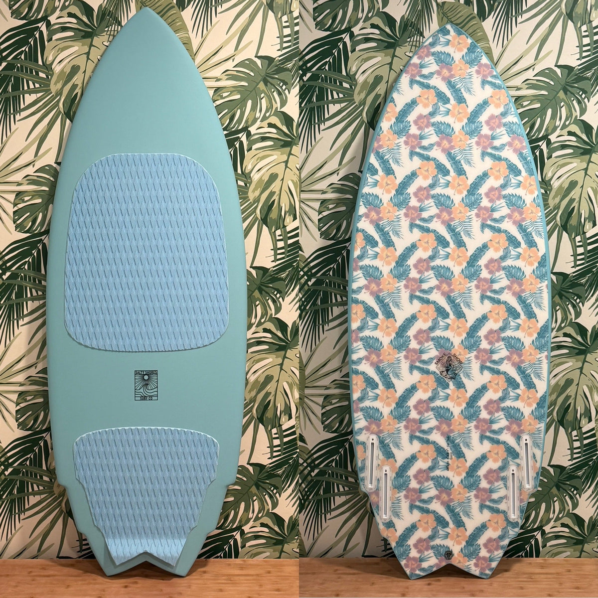 Smoke Show Wake Surfboard – Floral Inlay Aqua