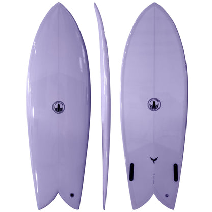 The Finlet Twin Fin Fish Surfboard - Lilac EPS