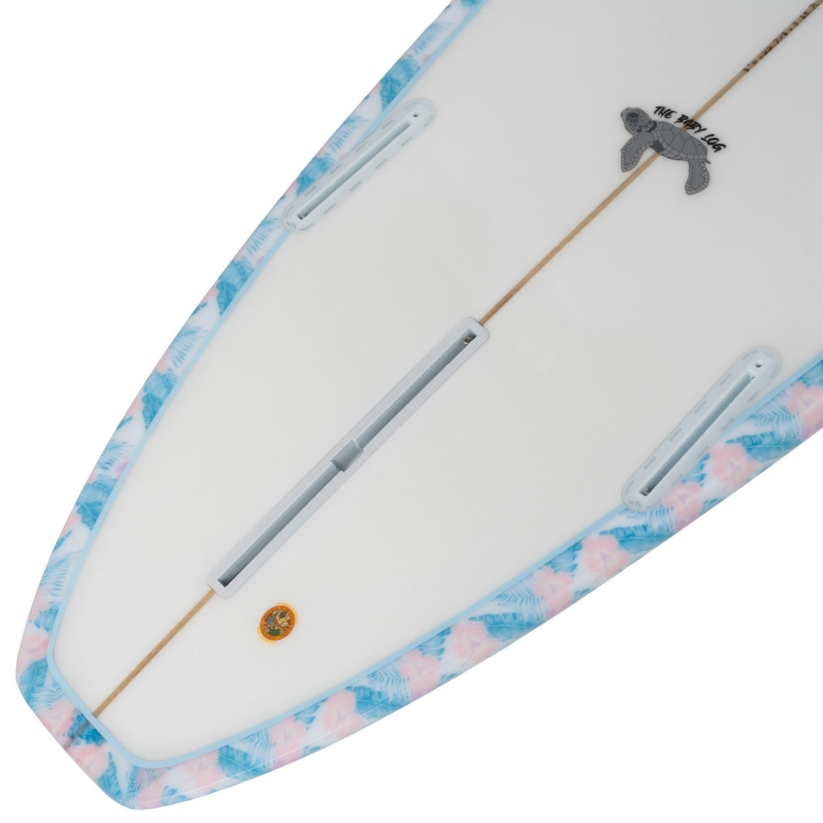 The Baby Log Beginner Longboard Surfboard – Floral Blue - Ships 10/16/26
